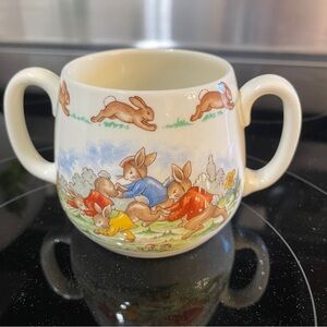 Child’s Ceramic Double Handled Drinking Mug. Bunnykins by Royal Doulton.